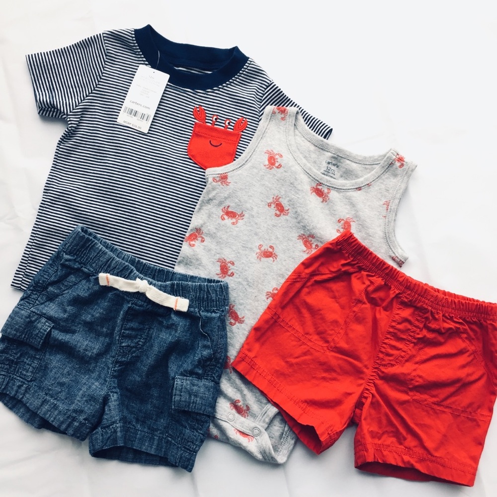 4 Items! Baby Boy NWT Top, EUC Shorts & Onesie 12m